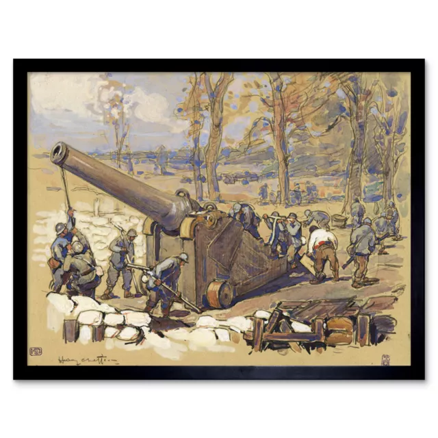 Cheffer Artillery Soldiers Cannon Gun WWI War Painting Framed Wall Art Poster