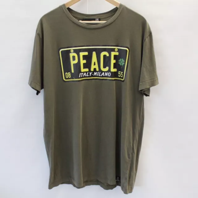 Men's LOVE MOSCHINO 'Peace' Graphic Print Short Sleeve T Shirt Size 2XL - B52