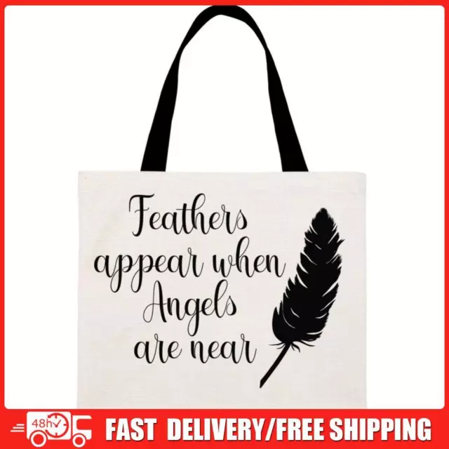 Feathers appear when Angels are near Printed Linen Bag