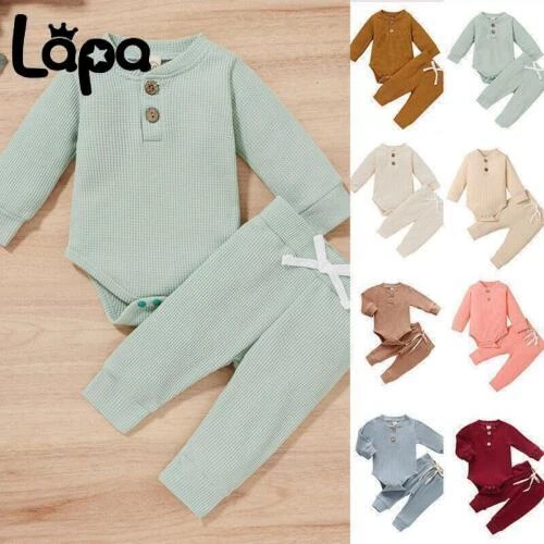 Lapa Newborn Baby Girl Boy Romper Tops Jumpsuit Bodysuit Outfits Clothes +Pants