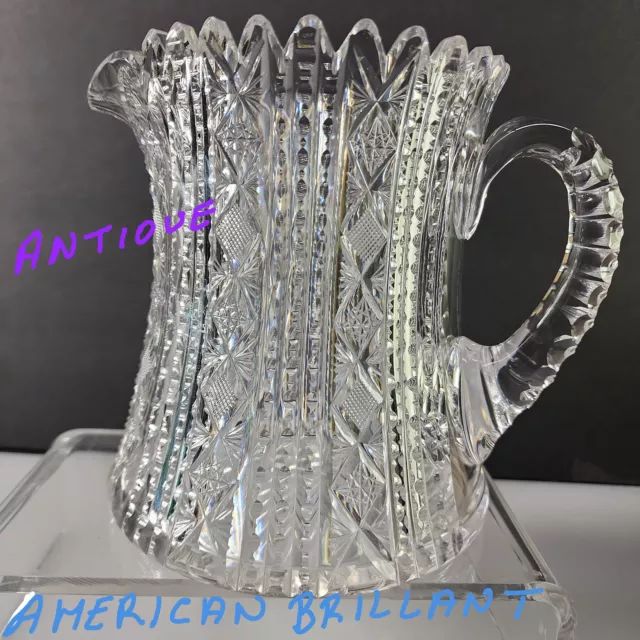Hobart ABP squat Pitcher American Brilliant Period Cut Glass Antique