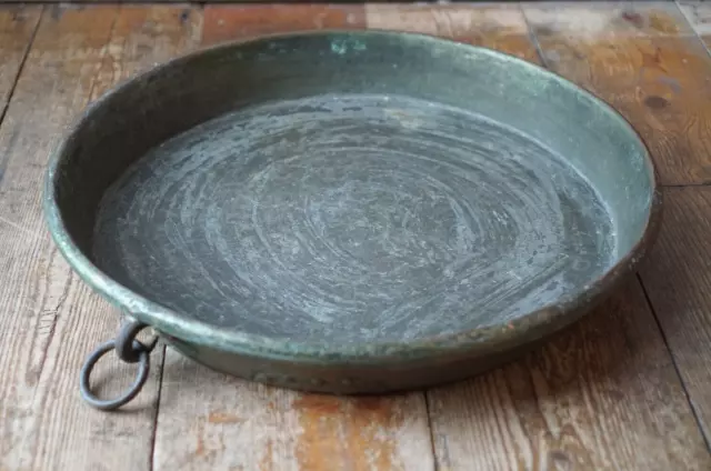 Antique Copper Shallow Cooking Pot Pan Planter Large