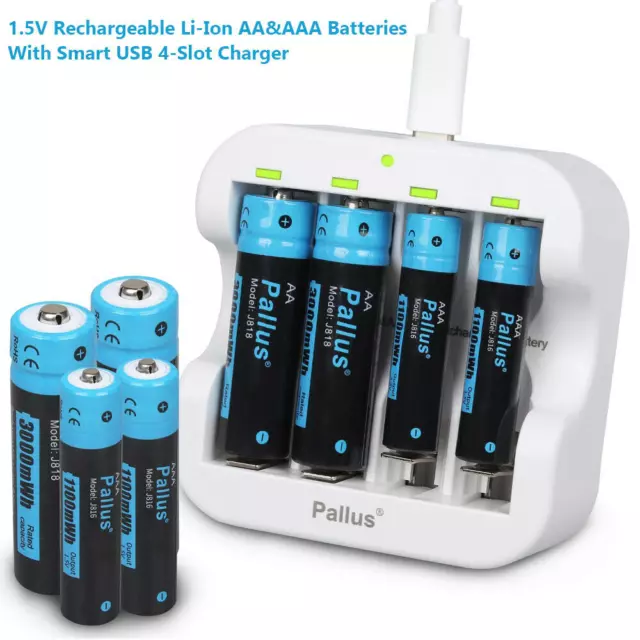 Rechargeable Alkaline Batteries LR6 LR03 AA AAA 1.5V with 2/4 Slots  Intelligent USB Battery