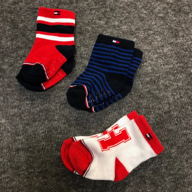 3 Pairs Tommy Hilfiger Toddlers Infants Socks Cotton Multicolor 8-12 Months NWOT