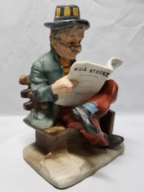 1970's Man Reading The Wall Street Journal Porcelain Figurine WIW vintage