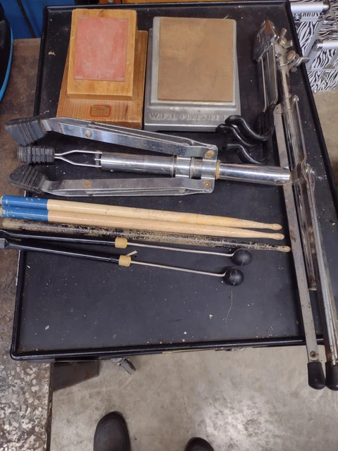 LOT of Vintage 50's drum sticks, drum stands, drum practice pads WFL 