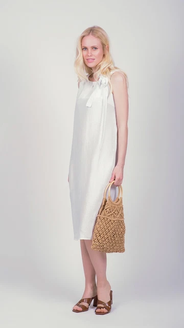 Robe En Lin Manches Courtes Voile Finette - Taille 5 (46), Couleur Kaki, Neuve Avec étiquettes