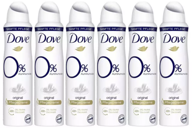 6x Dove Deodorant Spray Original Pflegecreme 48h Schutz 0% Aluminium/Alkohol NEU