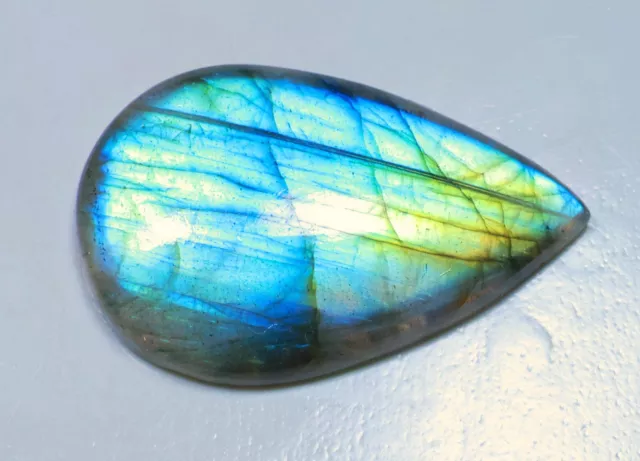 Natural Green Sky Blue Fire Labradorite Pear Round Cabochon Pendant Gemstone Gc-