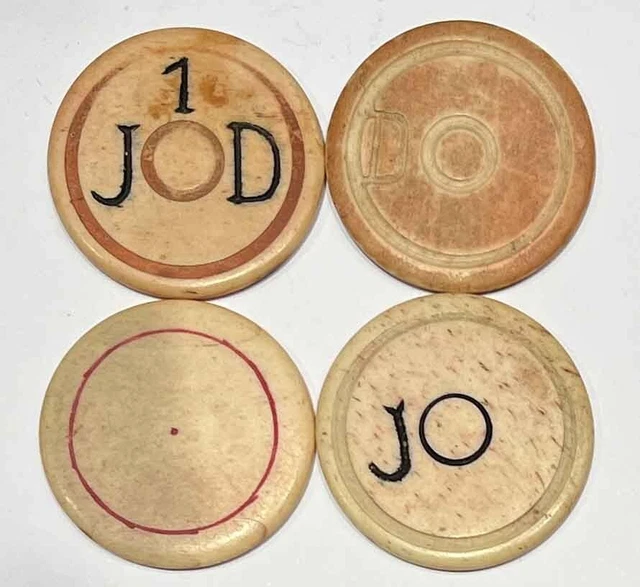 B41) LOT DE Jetons Anciens Jeu De Cafe Bar En Bois Et Os Voir Photos