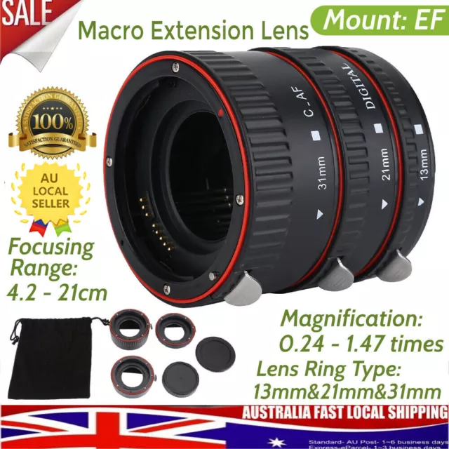 Macro Extension Camera Adapter Lens Auto Focus Tube Rings Set for Canon EOS EF