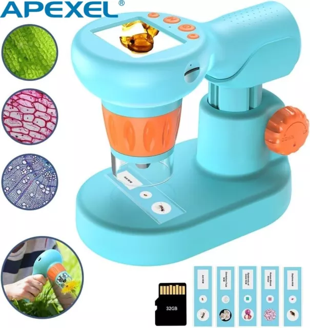 APEXEL 800X Handheld Digital Portable Microscope with 2" LCD Screen for children