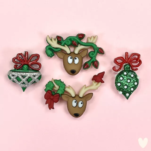 DRESS IT UP Buttons Oh Deer 7498a - Embellishment - Xmas - Christmas