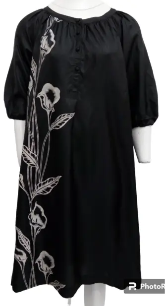 SIDAN Liberty House Of Hawaii Ladies UK Small Black Light Weight Lily Dress #795