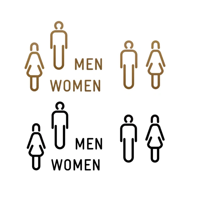 Targhette Autoadesive Per WC - Set 3 Pezzi Uomo/Donna/Ospiti, In Acrilico 3D Nero - Foto 5