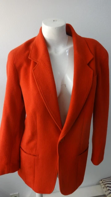 Blazer / Manteau Femme En Cuir Véritable Rouge - Marque Liz Claiborne Vintage - Taille M