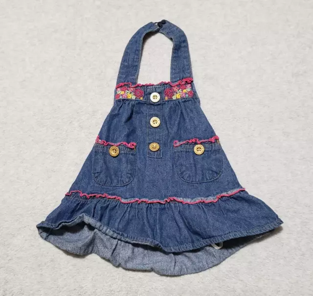 Carters Baby Girl 12 Month Jean Jumper Dress Overalls Blue Lace Accents