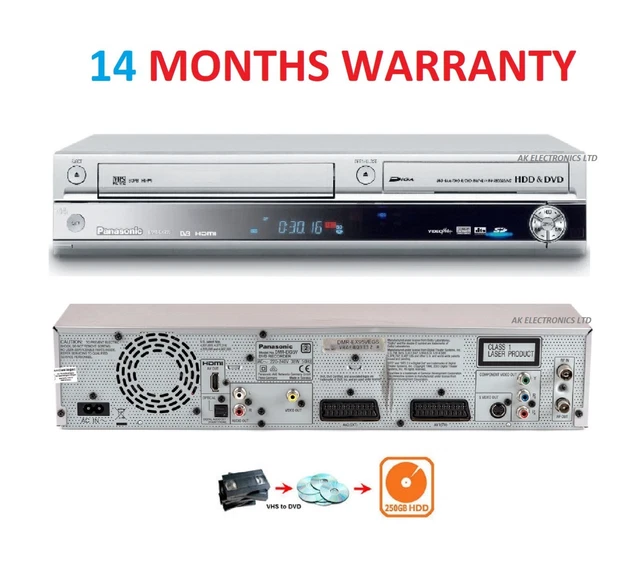 MULTIREGION PANASONIC DMREX95V DVD/VHS/HDD 250GB Freeview Recorder VCR