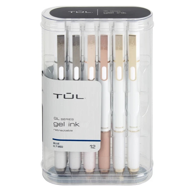 TUL Retractable Gel Pens, Medium Point, 0.7 mm, Blue Ink, Pack Of 12 Pens