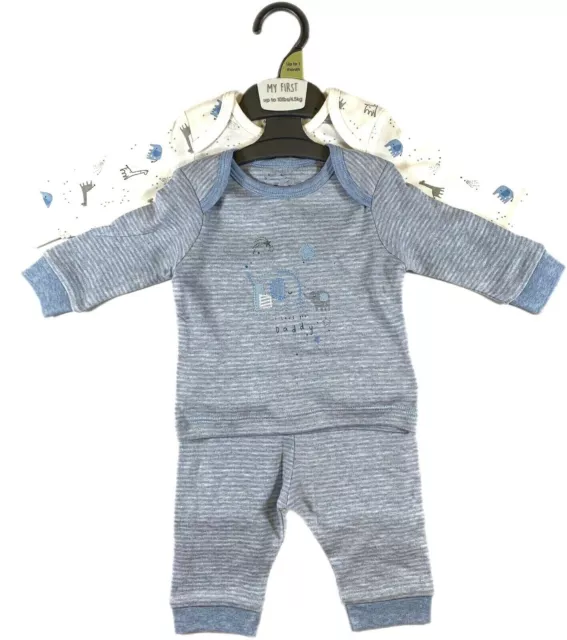 Mothercare Baby Boys 2 Pack Of Cotton Pyjamas Pjs Pajamas up-to 1 Month