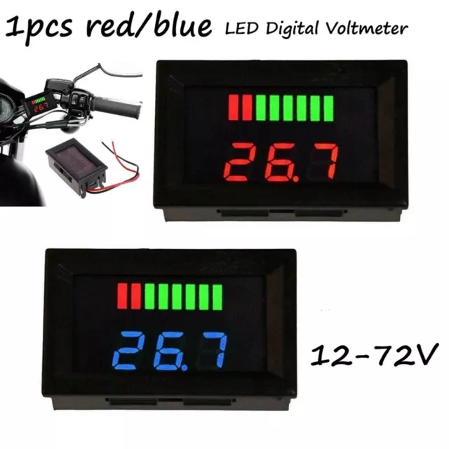 LED Digital Voltmeter 8 Levels Battery Fuel Gauge Panel Meter Suitable Marine
