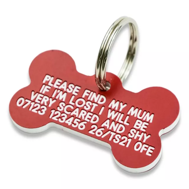 Bone Shaped Plastic Dog Pet Tag 39mm x 22mm - Deeply engraved FREE. 7 COLOURS