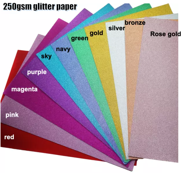 5/10 sheets 250gsm A4 glitter paper craft scrapbooking cardstock gold silver 2