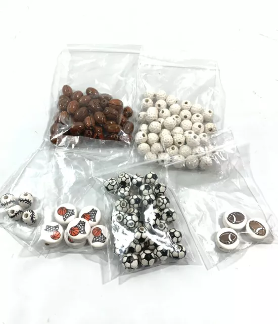 Lot of Sports Ceramic Beads Jewelry Making Supplies Macrame Craft DIY