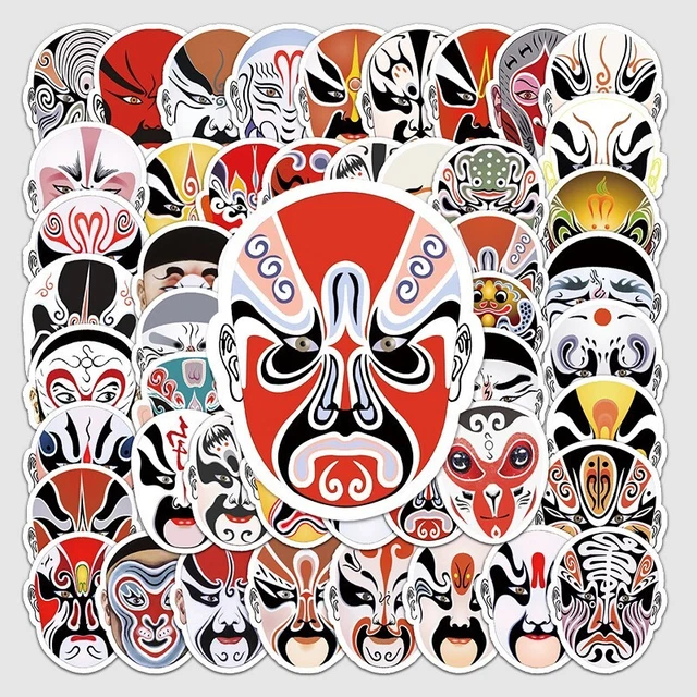 59 Pcs Chinese style Beijing opera face painting fridge waterproof car sticker