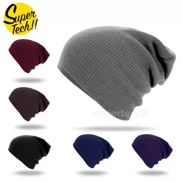 Men Women Baggy Cap Slouch Oversize Hat Ski Beanie Winter Knit Warm AU