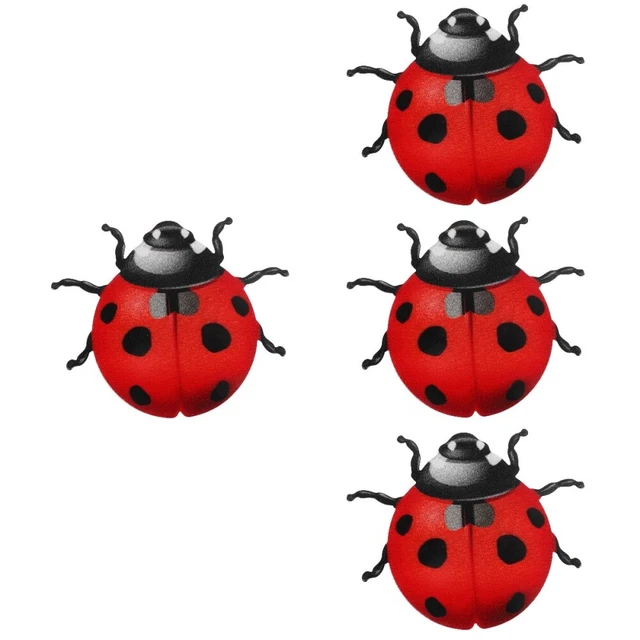 4 PCS Iron Beetle Ladybug Outdoor Wall Art Metal Ladybugs Garden Decor