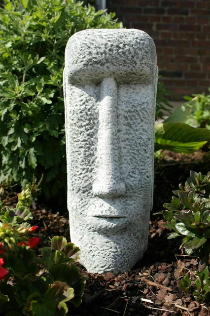 Figura di Pietra Isola Pasqua Viso 2 Resistente Al Gelo Giardino Decorazione
