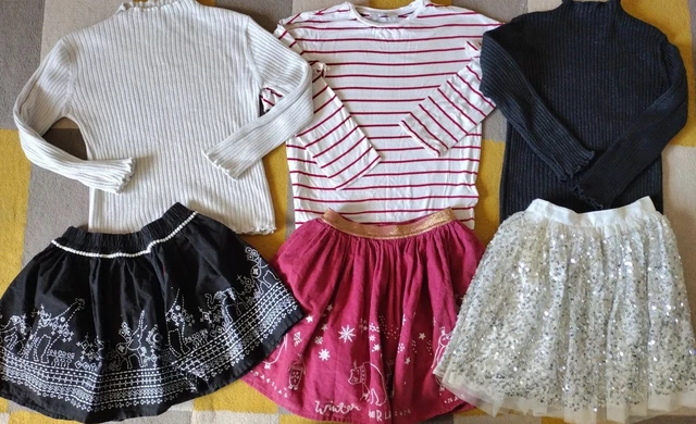 Girls bundle 3 tops & 3 skirts Age 7-8 Years Excellent Condition