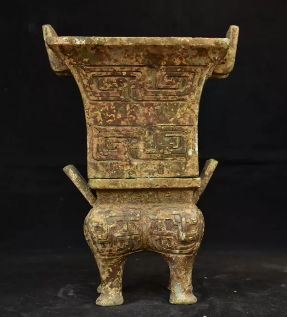 9.2"Old China Bronze ware Dynasty Palace Beast Lines 4 Leg Incense burner Censer