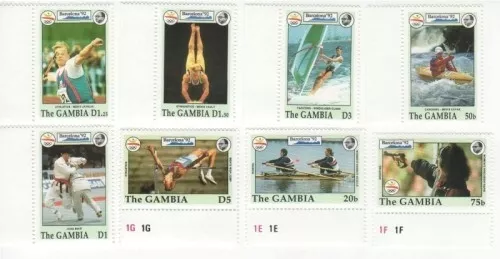 CLÁSICOS DE COLECCIÓN - Gambia 1992 - Juegos Olímpicos - Juego de 8 Estampillas Scott 1266-73 Estampillada sin montar o nunca montada 2