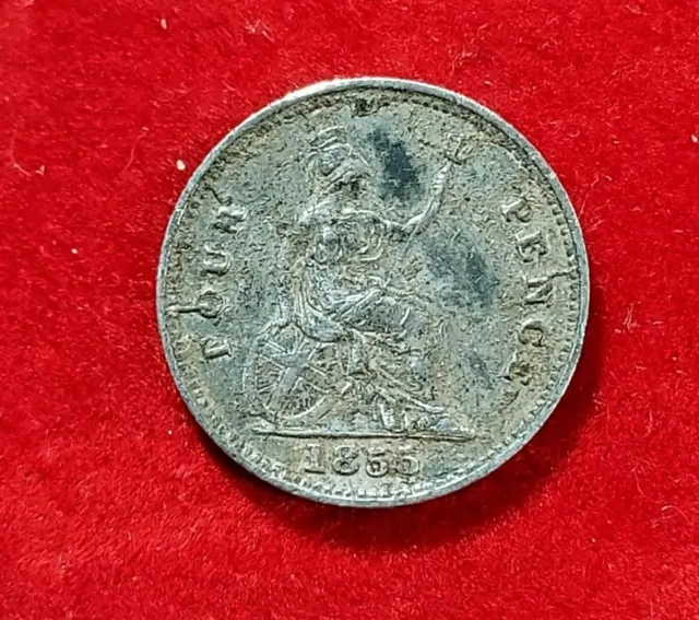 1855 Victoria Silver Groat Fourpence- British Coin