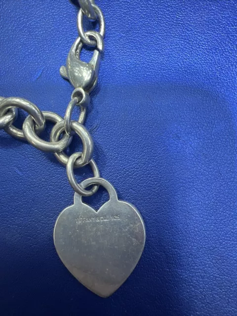 Tiffany & Co. Sterling Silver Heart Tag Toggle Bracelet 7.5" Genuine Old Style 3