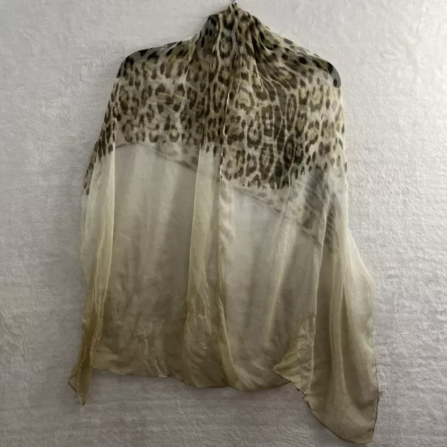 Unbranded Scarf Womans One Size Animal Print Beige Sheer Lightweight Polyester