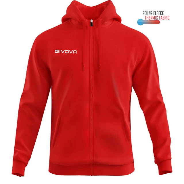 Givova felpa allenamento con cappuccio rossa calcio palestra