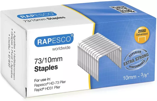 Rapesco Galvanised 73/10mm Staples (3/8'') Box of 2000