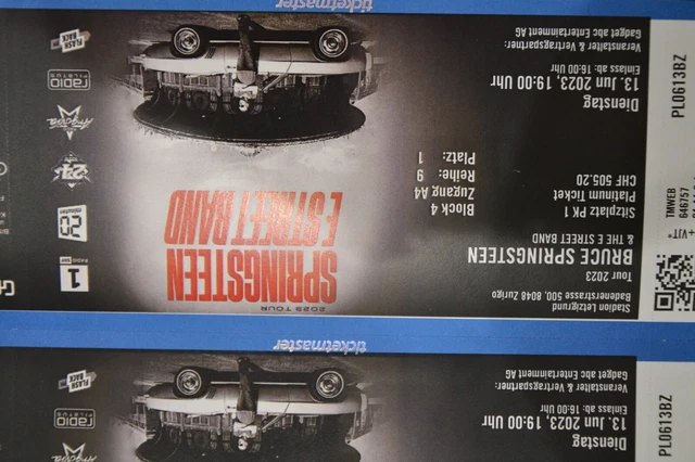 One Ticket Bruce Springsteen Zurich Concert June 13 2023.