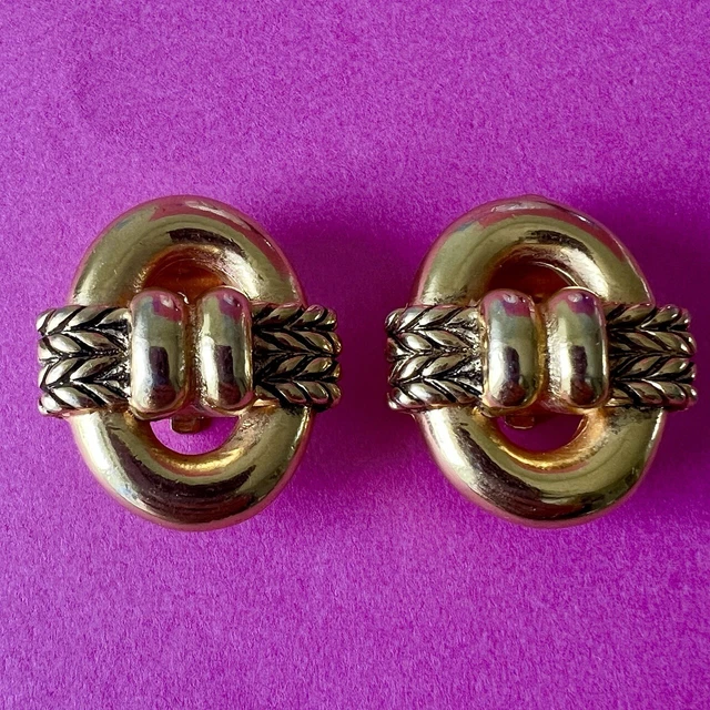 Boucles D'oreilles Vintage Clips Skalli Paris - Pâte De Verre émaillé - Occasion Authentique