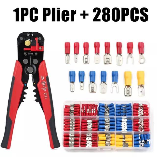 280x Cable Wire Electrical Terminals Kit Set Ratchet Crimper Plier Crimping Tool