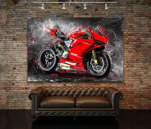 Acrylglas Wandbild Glasbild Poster Ducati Panigale Abstrakt Kunstbilder Motorrad 3