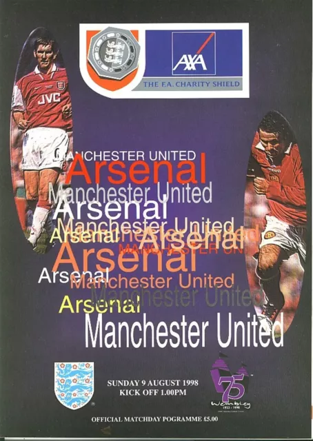 FA CHARITY SHIELD PROGRAMME 1998 Manchester United v Arsenal official programme