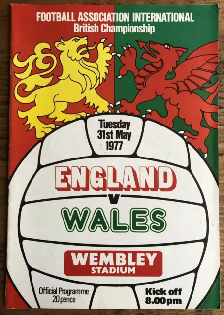 England V Wales FA International British Championship 1977 Football Programme