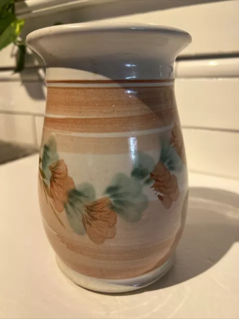 Vintage Ken Foster signed pottery vase from 1990s. 7" tall and 5" wide Orange
