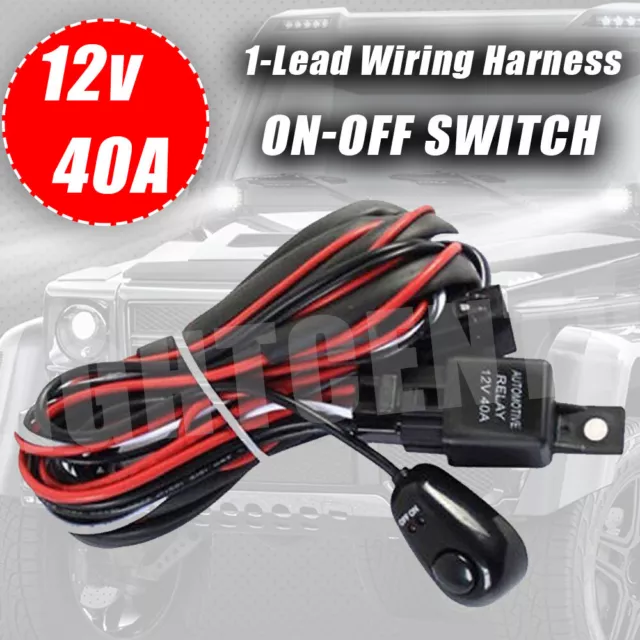12V 40A Wiring Harness On/Off Switch Fuse Relay for Car SUV LED Work Light Bar