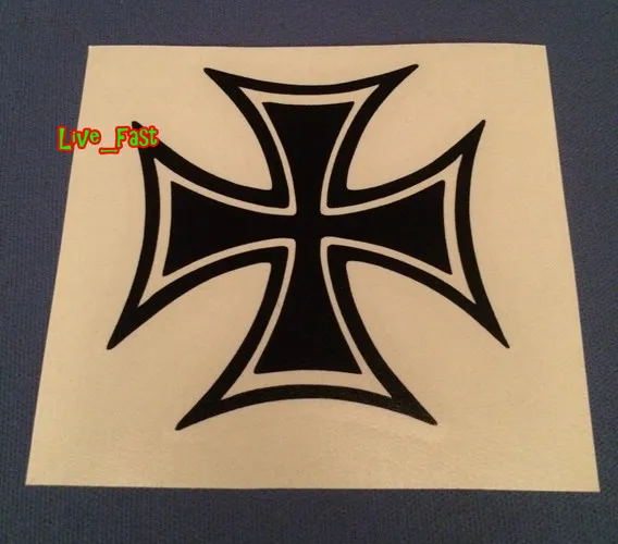 IRON CROSS DECAL STICKER VINYL maltese cross outlaw biker chopper motorcycle