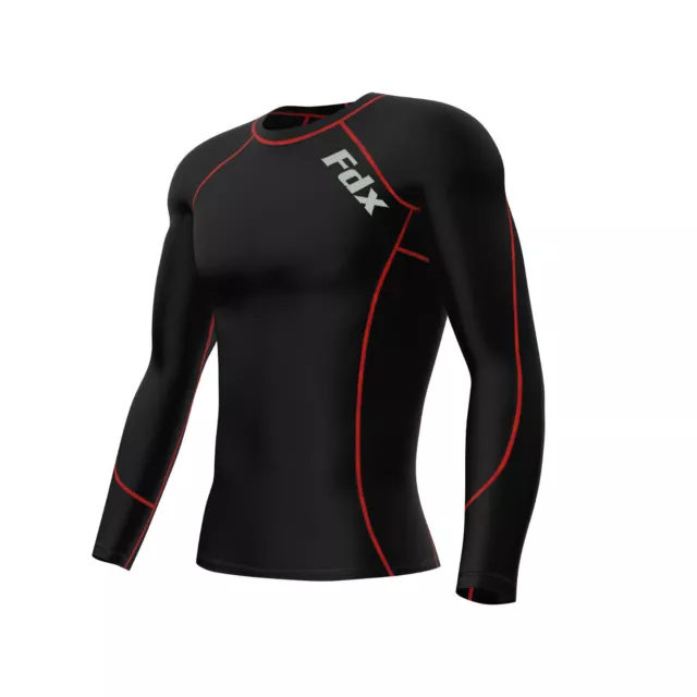 FDX Mens Compression Armour Base Layer Top Long Sleeve Thermal Gym Sports Shirt
